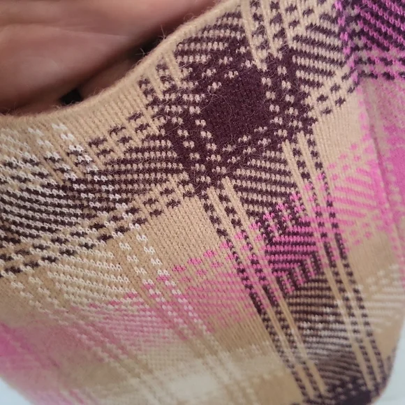 NWT Ann Taylor Preppy Tan & Pink Boyfriend Cardigan Sweater Sz L - Picture 8 of 12